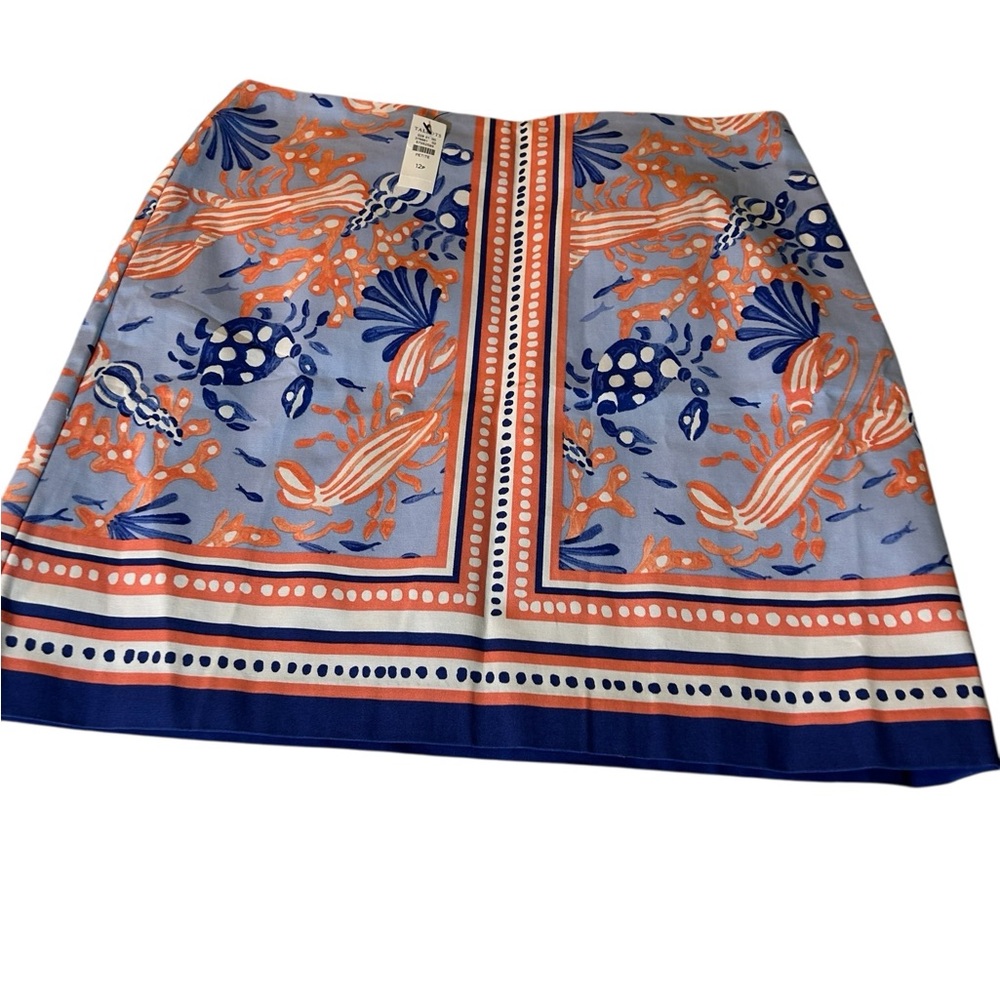 Talbots Blue and Orange Nautical Fully Lined Mini Skirt 🆕 - Picture 2 of 6